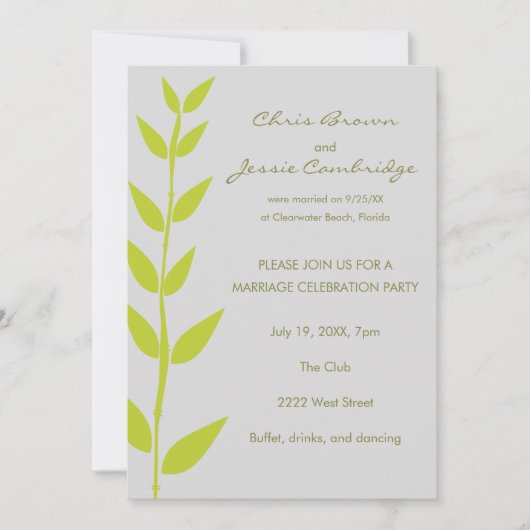 Spring Bamboo Déjà Marié Fête Invitation (Devant)