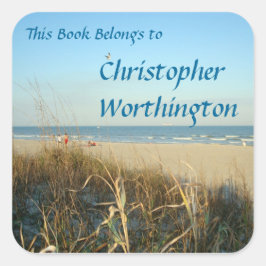 Spring Beach Scene No. 3 Bookplate Vierkante Sticker