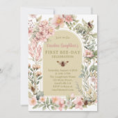Spring Bee Waterverf Wildflower Eerste Bijendag Kaart (Voorkant)