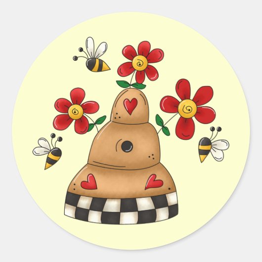 Spring Beehive Ronde Sticker (Voorkant)
