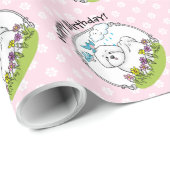 Spring Bichon Frise Dog met Flowers - Cute Cadeaupapier (Rol Hoek)