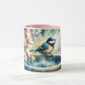 Spring Bird Bath Watercolor Mok (Midden)