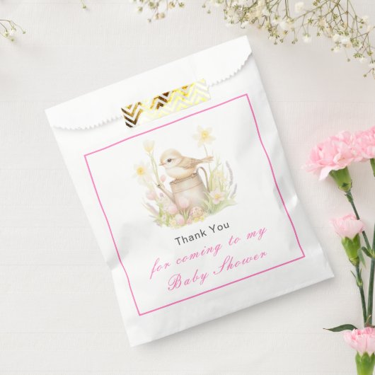 Spring Bird Watering Can Baby shower Bedankzakje (Gezegeld)
