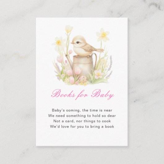 Spring Bird Watering Can Baby shower Informatiekaartje (Voorkant)