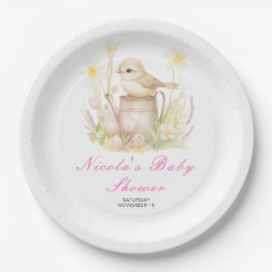 Spring Bird Watering Can Baby shower Papieren Bordje