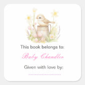Spring Bird Watering Can Baby shower Vierkante Sticker (Voorkant)