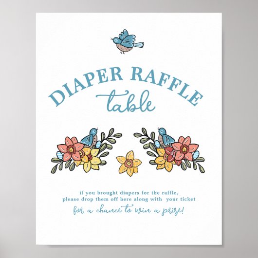Spring Birds Baby shower Luier Raffle Tafelteken Poster (Voorkant)