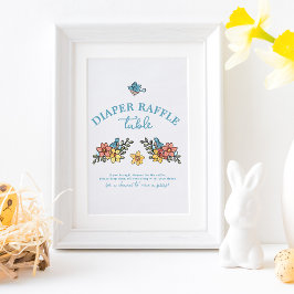 Spring Birds Baby shower Luier Raffle Tafelteken Poster
