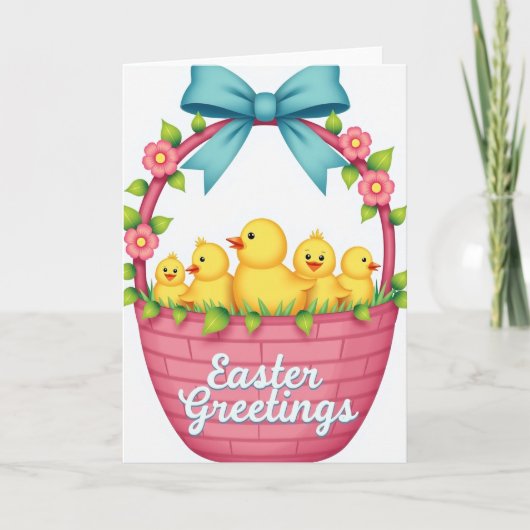 Spring Birds Basket Greeting Card Kaart (Voorkant)
