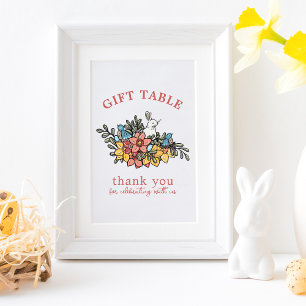 Spring Birds en Bunny Baby shower Gift Tafel Teken Poster