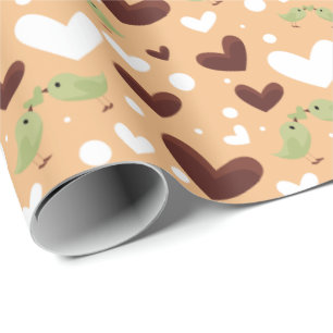 Spring Birds Love Couple Sweet Chocolate Heart Cadeaupapier