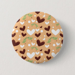 Spring Birds Love Couple Sweet Chocolate Heart Ronde Button 5,7 Cm