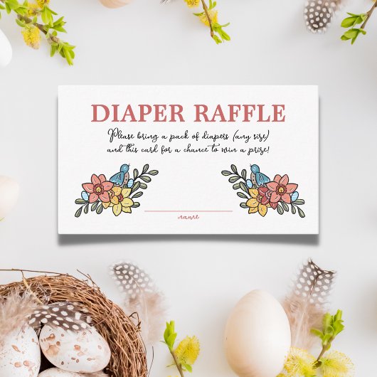 Spring Birds Luier Raffle Baby shower Informatiekaartje