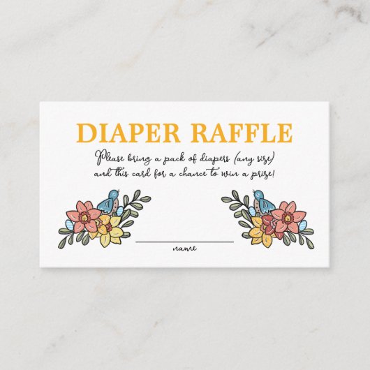 Spring Birds Luier Raffle Baby shower Informatiekaartje (Voorkant)