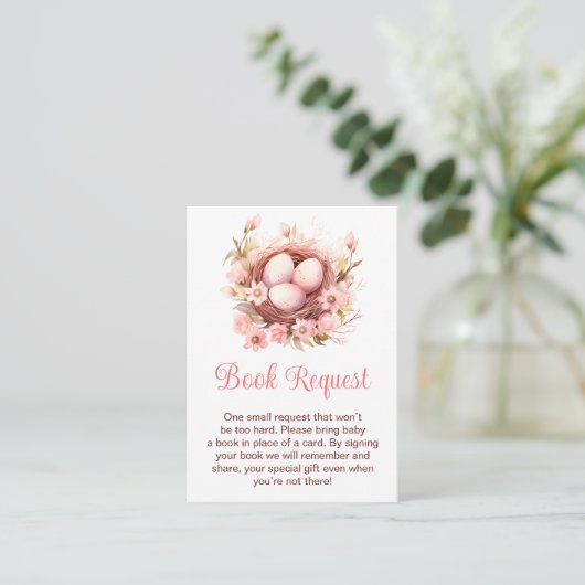 Spring Birds Nest Baby Shower Book Request Informatiekaartje (Staand voorkant)