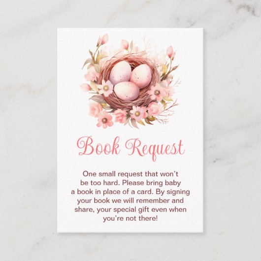Spring Birds Nest Baby Shower Book Request Informatiekaartje (Voorkant)