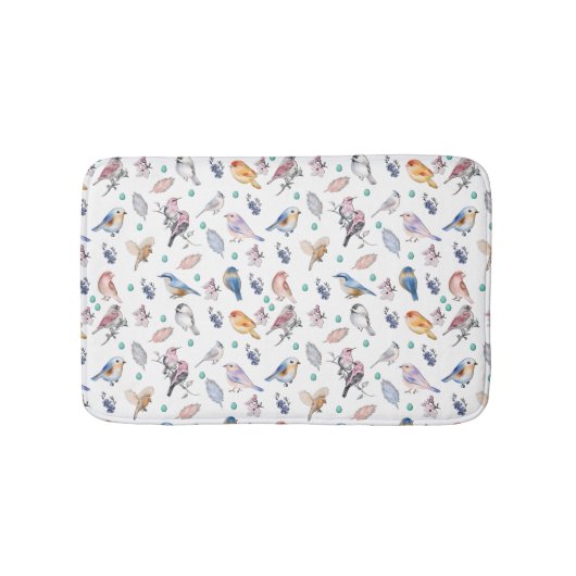 Spring Birds Pattern Badmat (Voorkant)