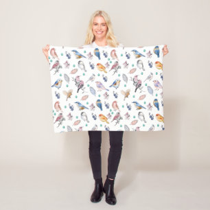Spring Birds Pattern Fleece Deken