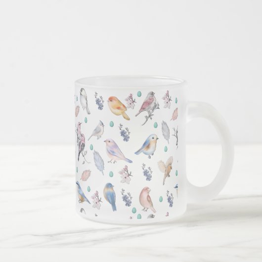 Spring Birds Pattern Matglas Koffiemok (Rechts)