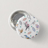Spring Birds Pattern Ronde Button 3,2 Cm (Voorkant /achterkant)