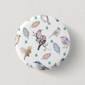 Spring Birds Pattern Ronde Button 3,2 Cm (Voorkant)