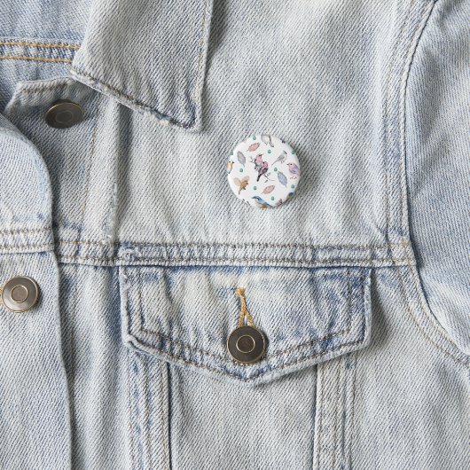 Spring Birds Pattern Ronde Button 3,2 Cm (In situ)