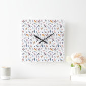 Spring Birds Pattern Vierkante Klok (Huis)