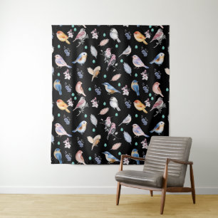 Spring Birds Pattern Wandkleed