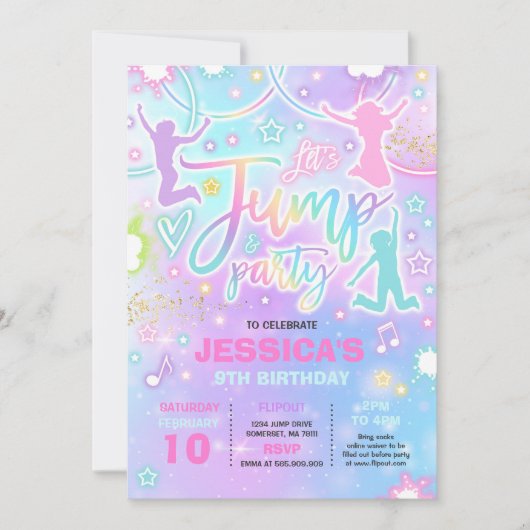 Spring Birthday Party Tie Dye Neon Glow Jump Party Kaart (Voorkant)
