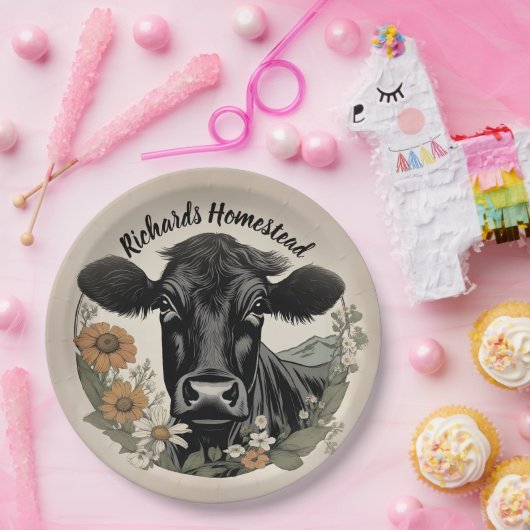 Spring Black Koe Papieren Bordje (Feest)