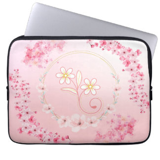 Spring Blessing – Roze en witte bloemige kunst Laptop Sleeve