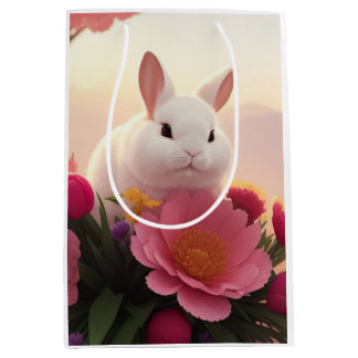 Spring Blessings Bunny Flower Spring Gift Bag Medium Cadeauzakje