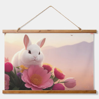 Spring Blessings Spring Easter Bunny Flowers Traps Hangend Wandkleed