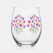 Spring Bloem Boeket Hand geschilderd 30e verjaarda Wijnglas Zonder Voet (Rechts)