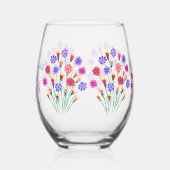 Spring Bloem Boeket Hand geschilderd 60e verjaarda Wijnglas Zonder Voet (Links)