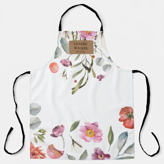 Spring Bloemen Make-up Artiest Salon Monogram Schort (Voorkant)