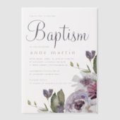 Spring Bloemen Paarse Bloemen Doop Vellum Uitnodigingen (Voorkant)