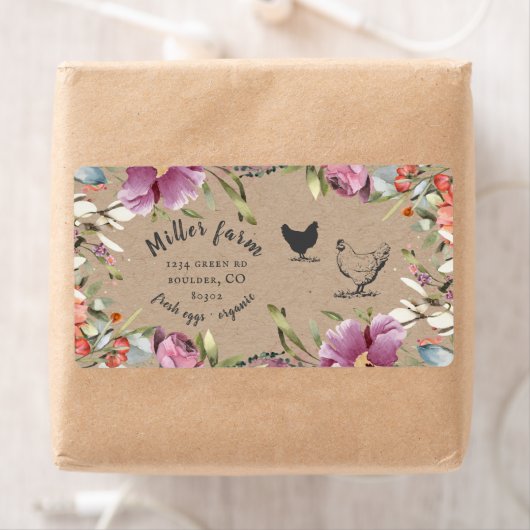 Spring Bloemen Rustiek Script Ei Karton Label (Insitu)