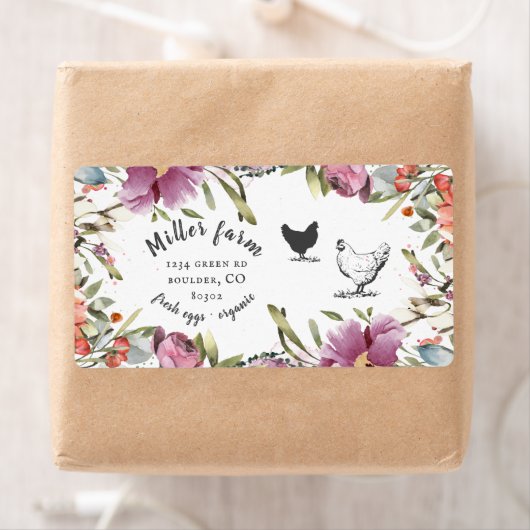 Spring Bloemen Rustiek Script Ei Karton Label (Insitu)
