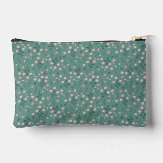 'Spring Bloom', blauwgroen & roze bloemen op maat Etui (Achterkant)