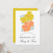 Spring Bloom Cosmos Hand Drawn Wedding Kaart (Voorkant / Achterkant in situ)