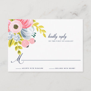 Spring Bloom Waterverf Floral Wedding RSVP Kaartje