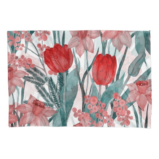 Spring Bloom Waterverf Pattern Kussensloop (Voorkant)