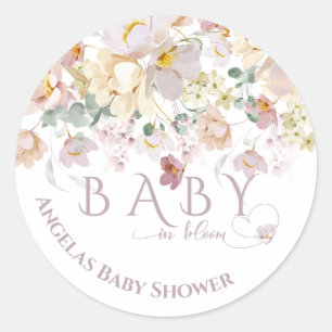 Spring Bloom Wildflower Paars Girl Baby shower Ronde Sticker