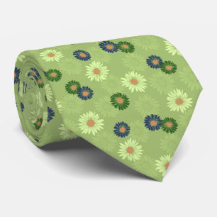 Spring Blooms Daisy Floral Green Two-side stropdas