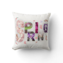 Spring Blooms Floral Typography Throw Pillow