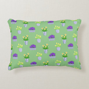 Spring Blooms in Blue & White Pots Accent Pillow Accent Kussen