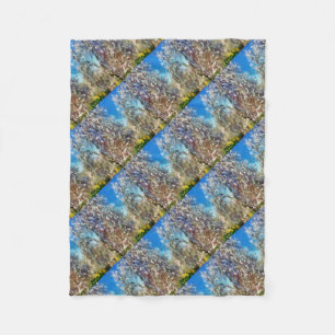 Spring Blossom Almond Tree Pointillism Artwork Fleece Deken