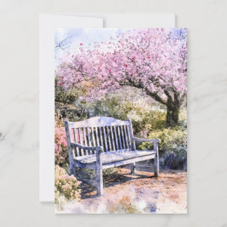 Spring Blossom Bench Waterverf Feestdagenkaart