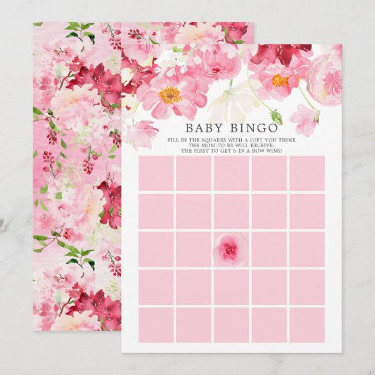 Spring Blossom BINGO Baby shower Game Kaart (Voorkant / Achterkant)
